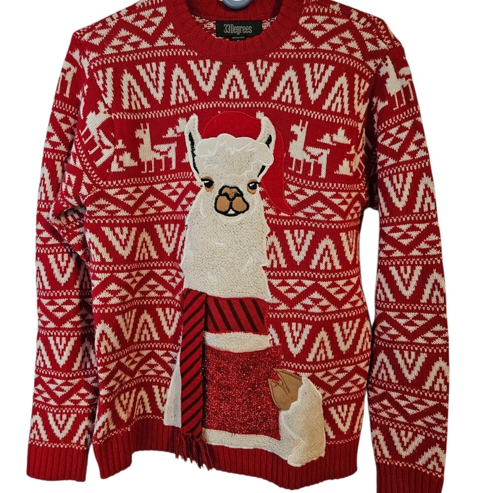Woman's Christmas Llama Sweater Size M